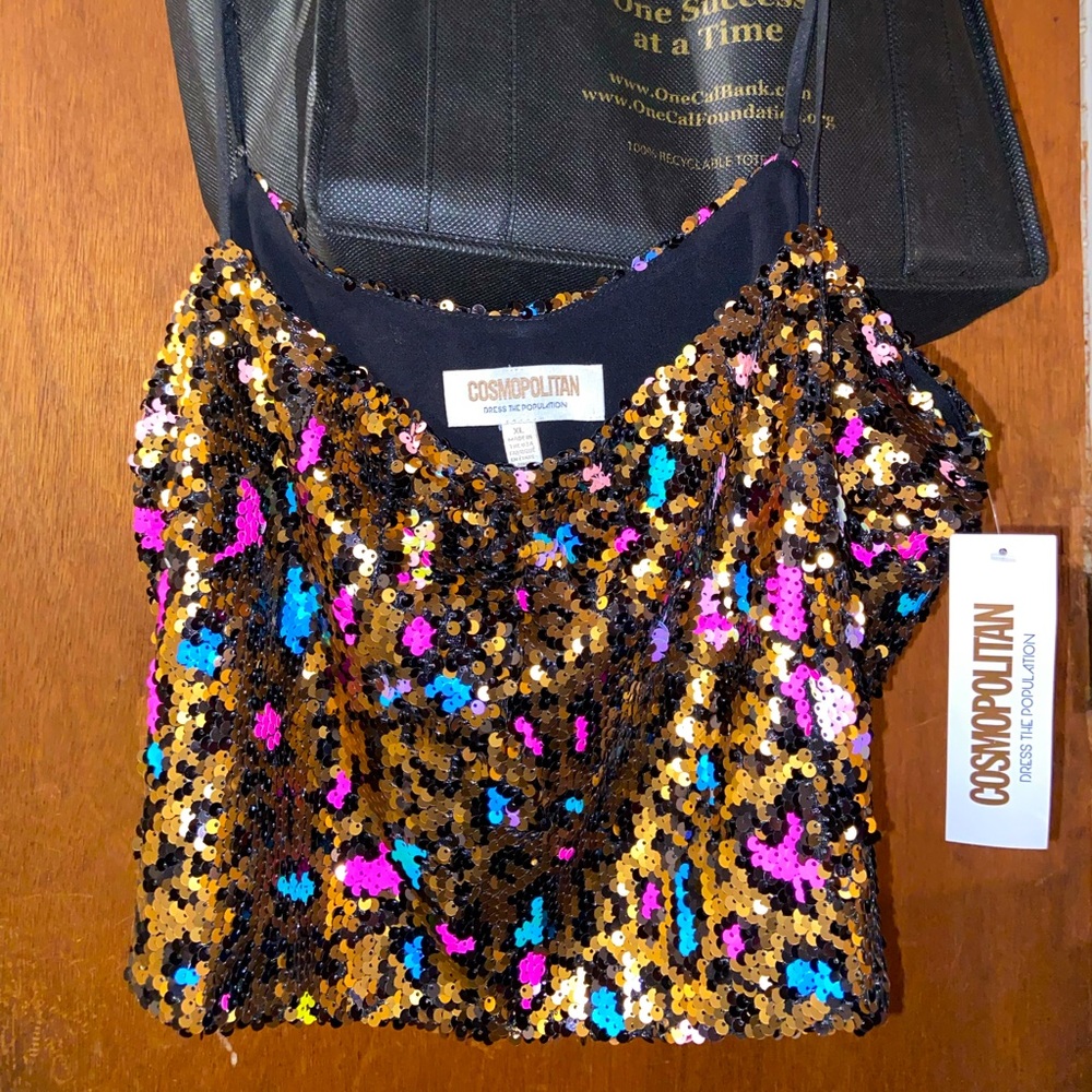 Cosmopolitan Dress The Population Sequin Crop Top XL